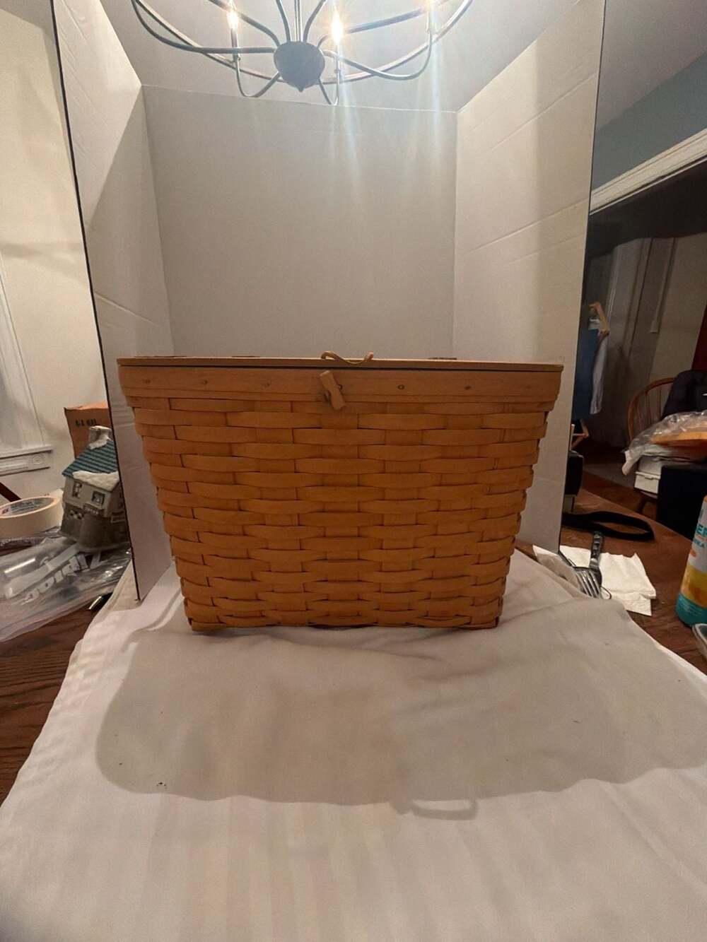 Longaberger 1997 Magazine Basket With Wood Lid Handwoven